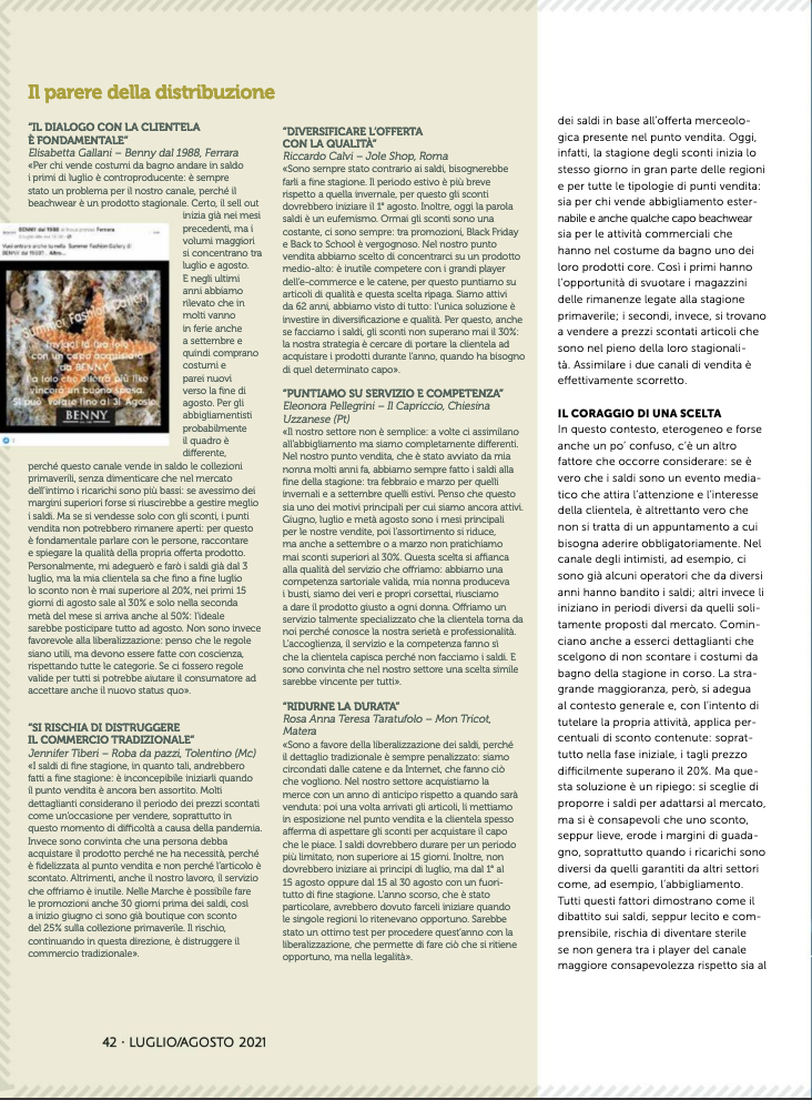 intimo retail luglio/agosto